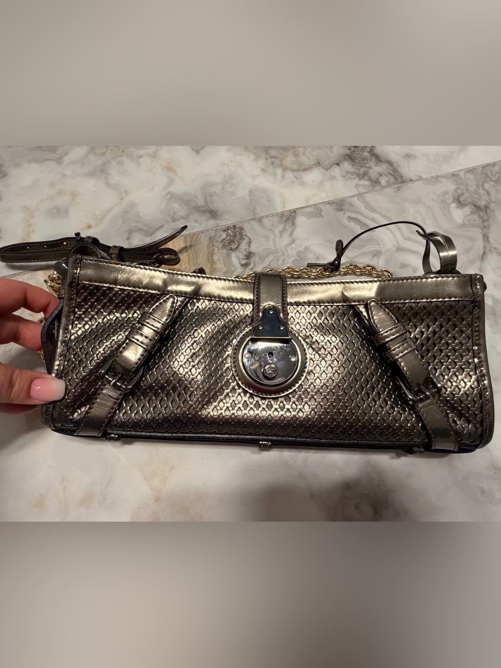 Authentic Burberry Leather Clutch Made In Italy